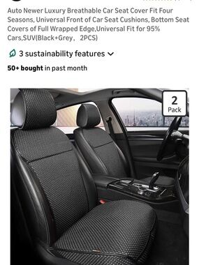 Universal Black & Gray Quilted Car Seat Covers - 2 Pack